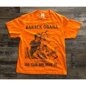 Barack Obama Change We Can Believe in Adult Medium Orange Tee T Shirt